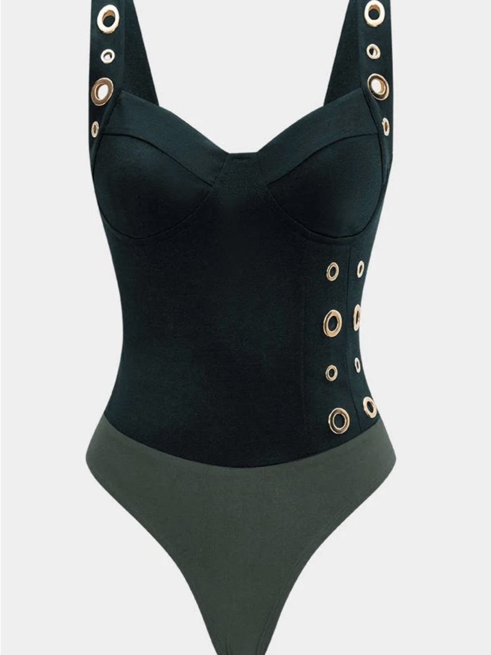 Black Grommet One-Piece Bodysuit
